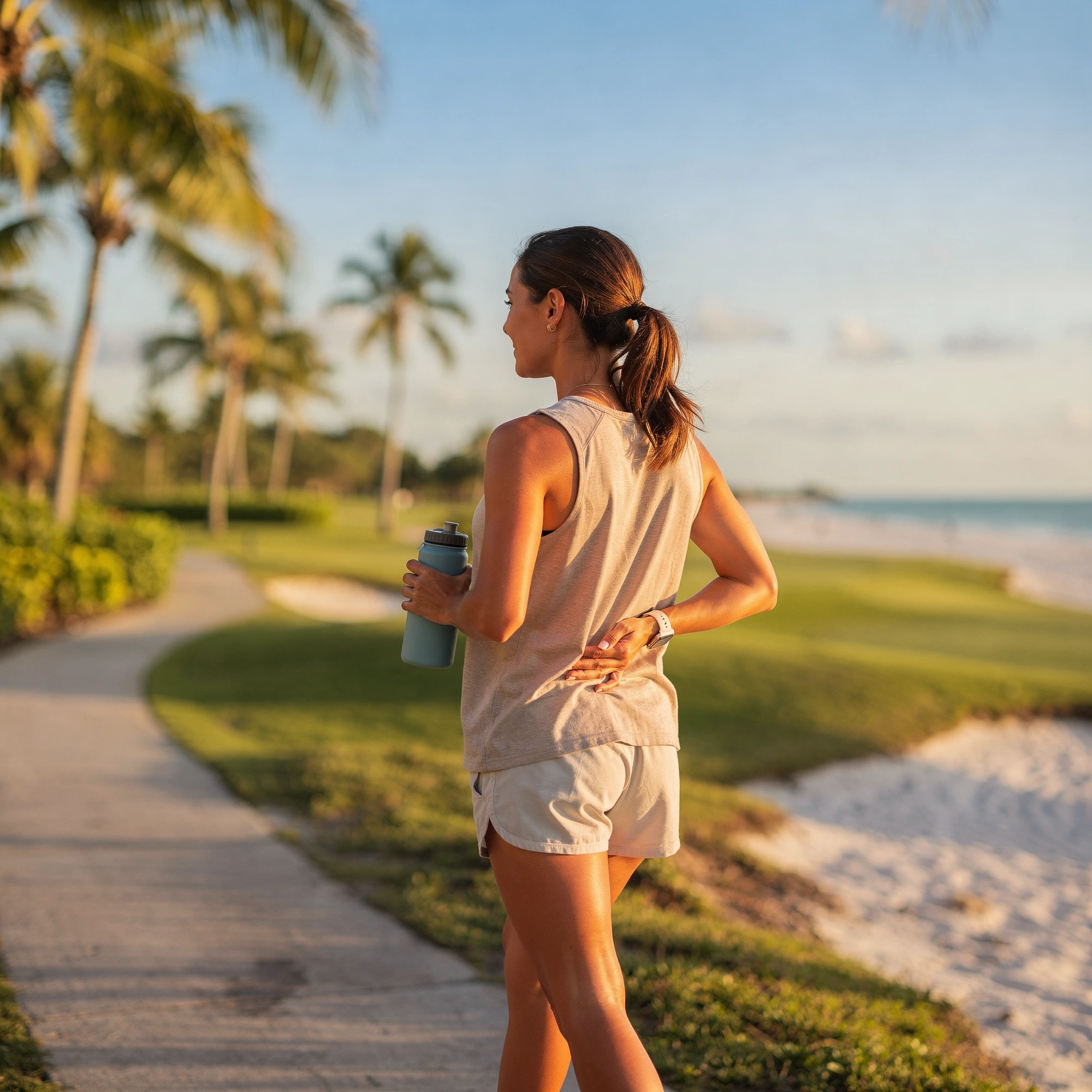 Active woman outdoors on the Southwest Florida coast - conditions treated for Fort Myers Beach, FL patients at Florida Bladder Institute